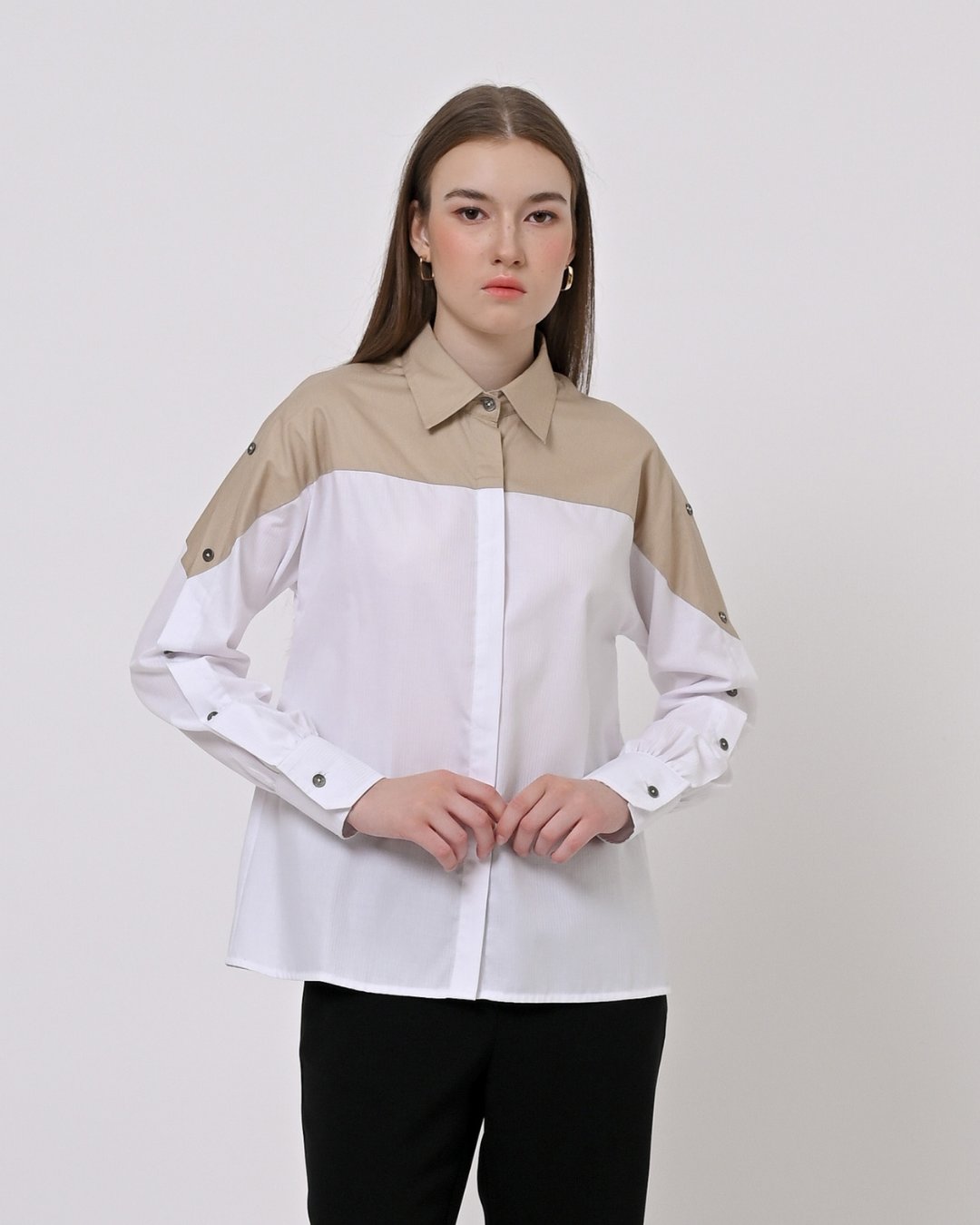 Charlene Yoke Panel Shirt Khaki  - Everlasting