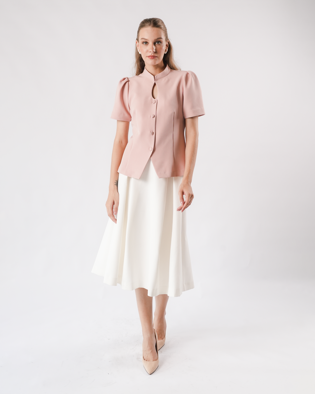 INVIO Yessica Keyhole Puff Sleeve Blouse | Atasan Wanita - Marielle