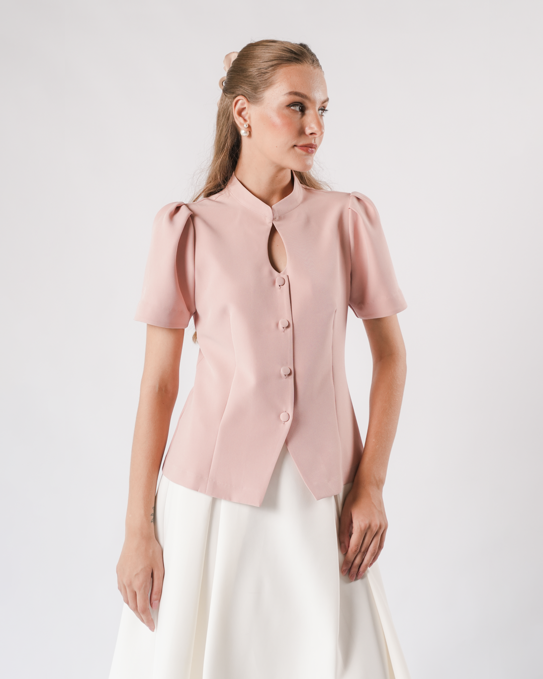 INVIO Yessica Keyhole Puff Sleeve Blouse | Atasan Wanita - Marielle