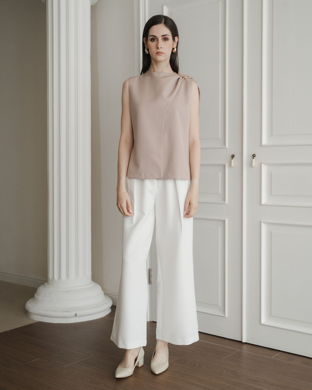 Carmella Shoulder Buckle Cape Top