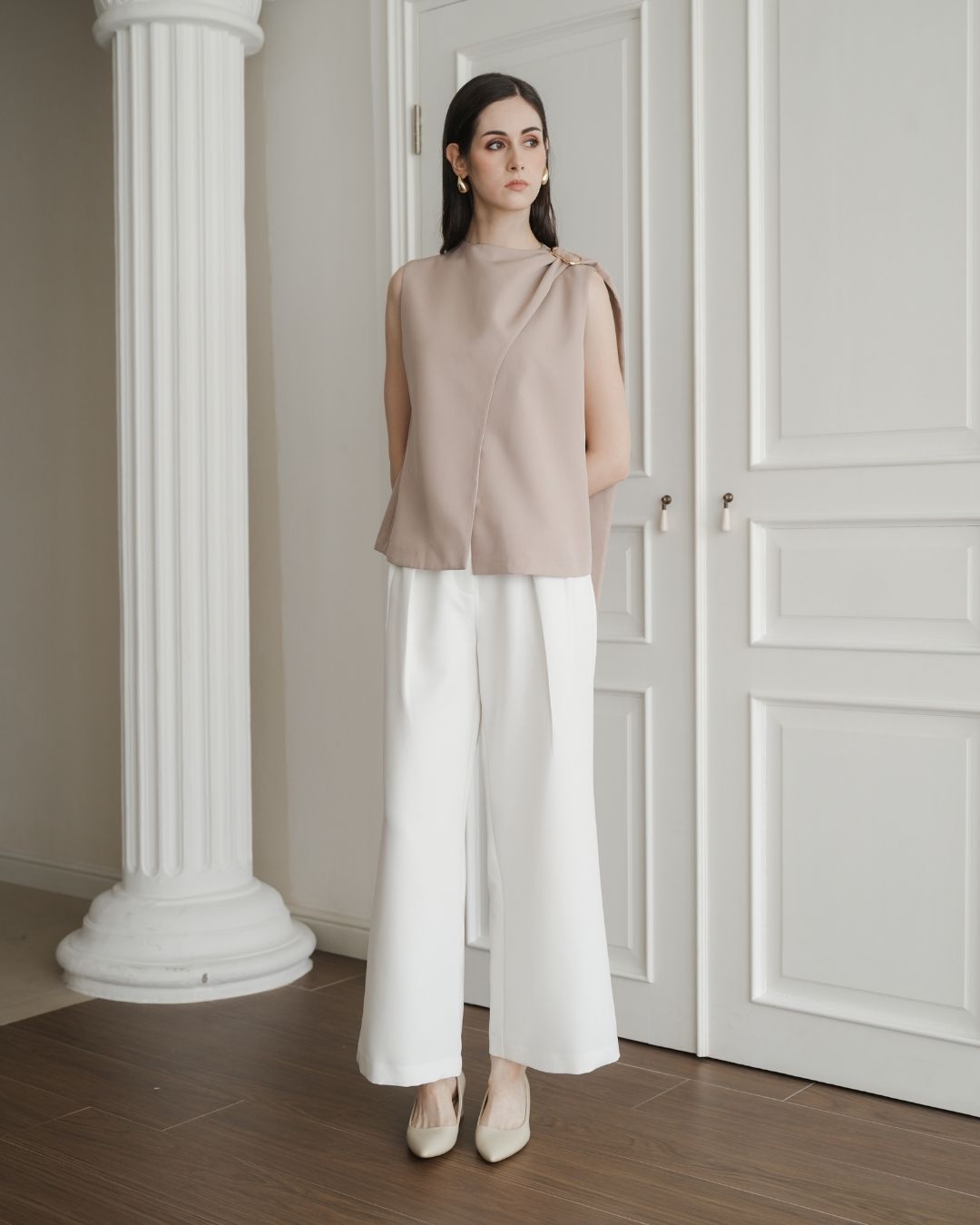 Carmella Shoulder Buckle Cape Top