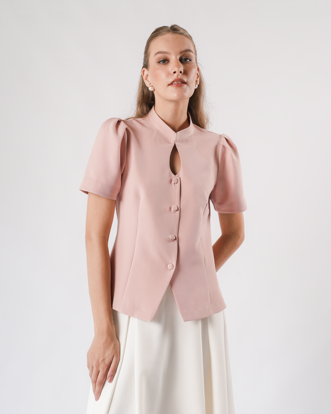 INVIO Yessica Keyhole Puff Sleeve Blouse | Atasan Wanita - Marielle