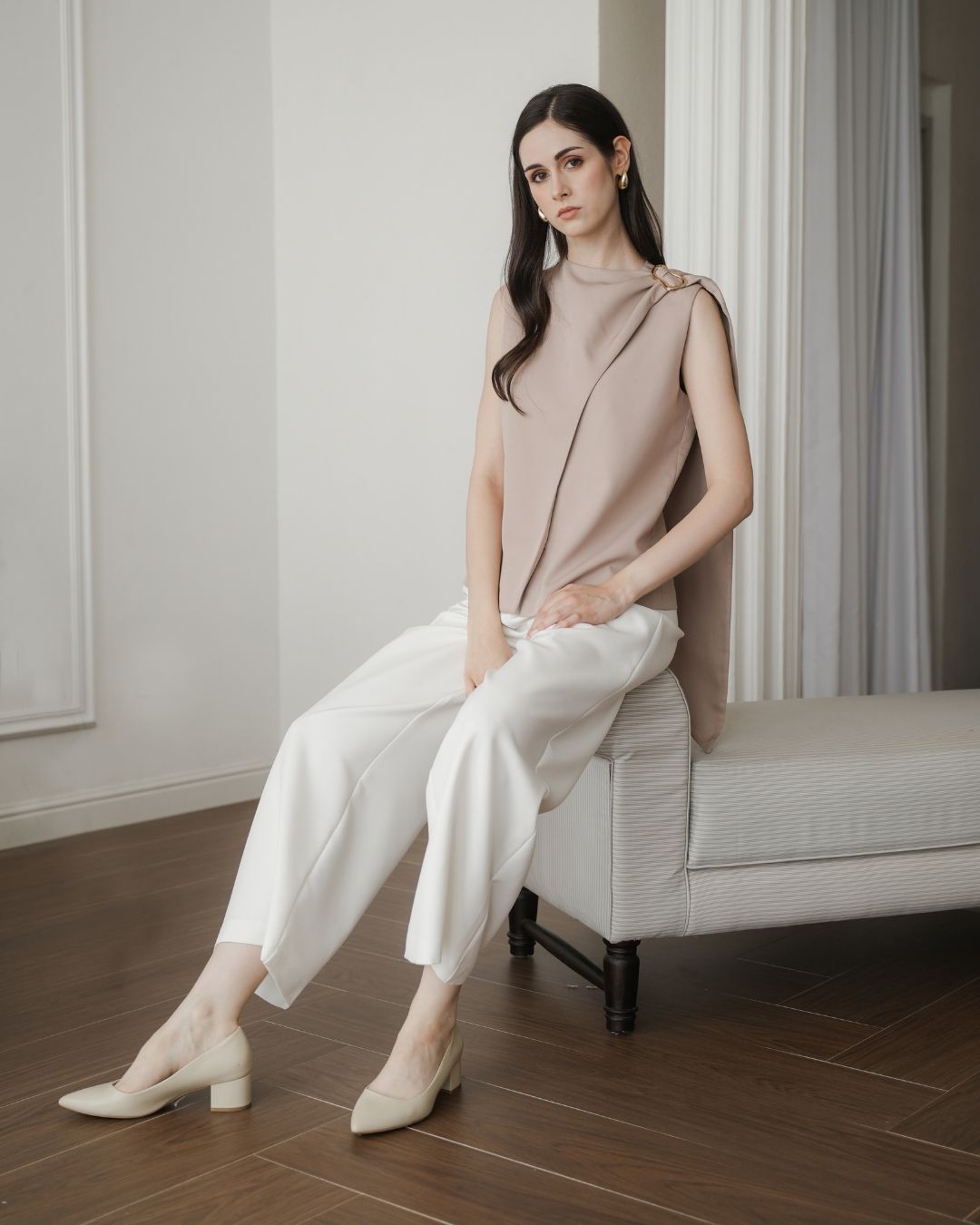 Carmella Shoulder Buckle Cape Top