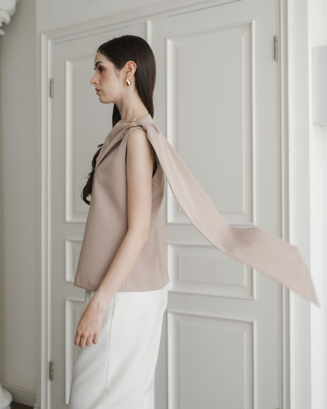 Carmella Shoulder Buckle Cape Top