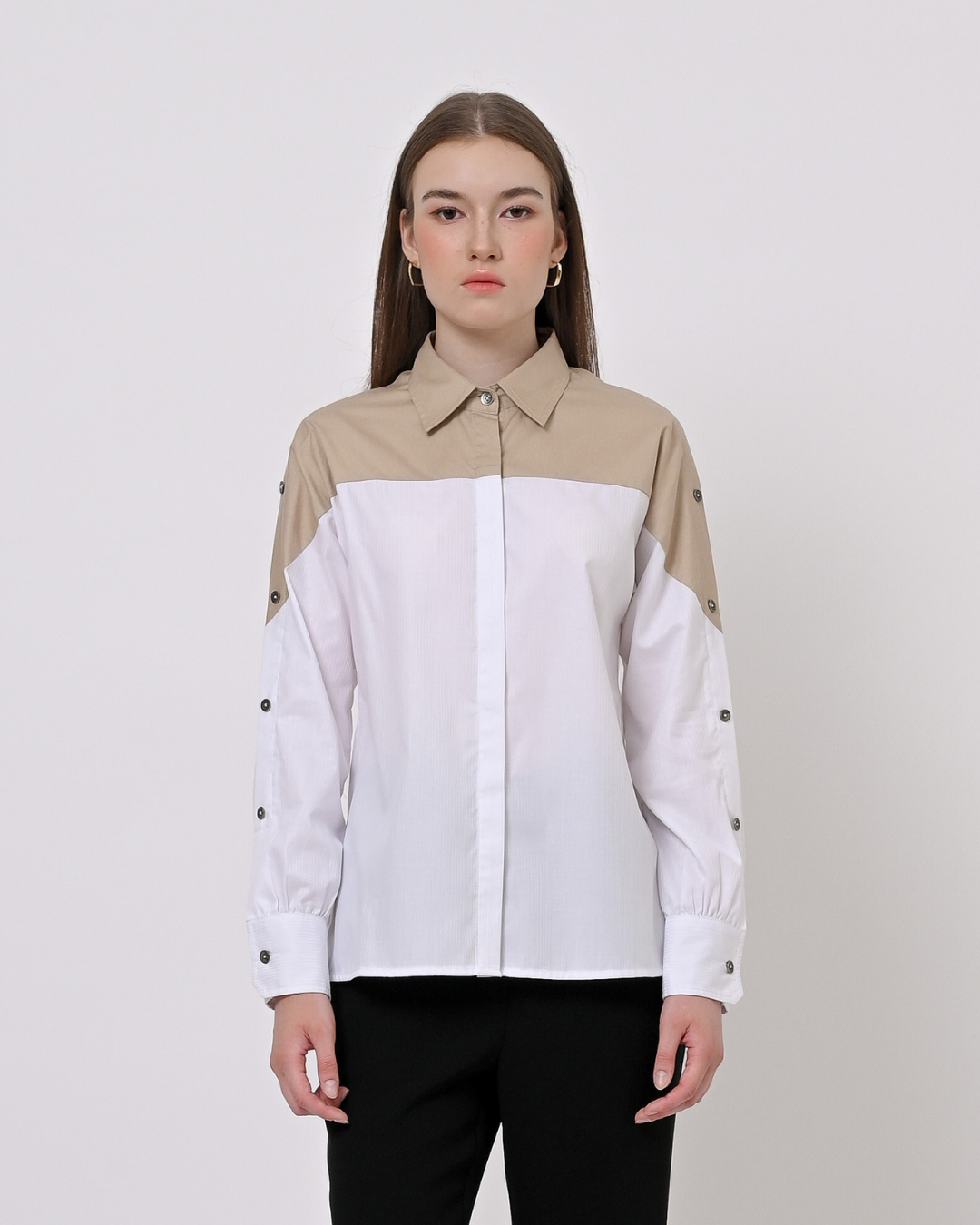 Charlene Yoke Panel Shirt Khaki  - Everlasting