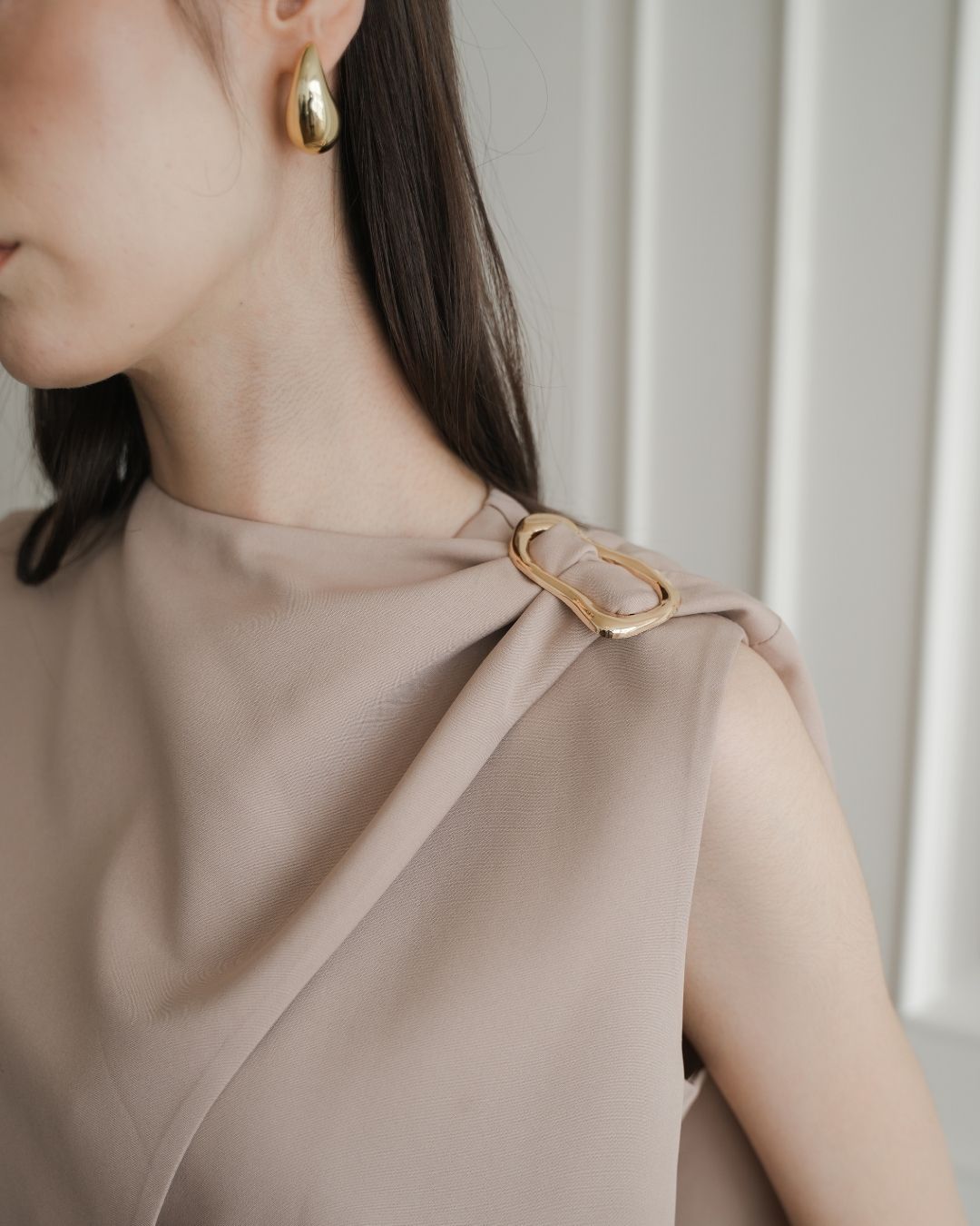 Carmella Shoulder Buckle Cape Top