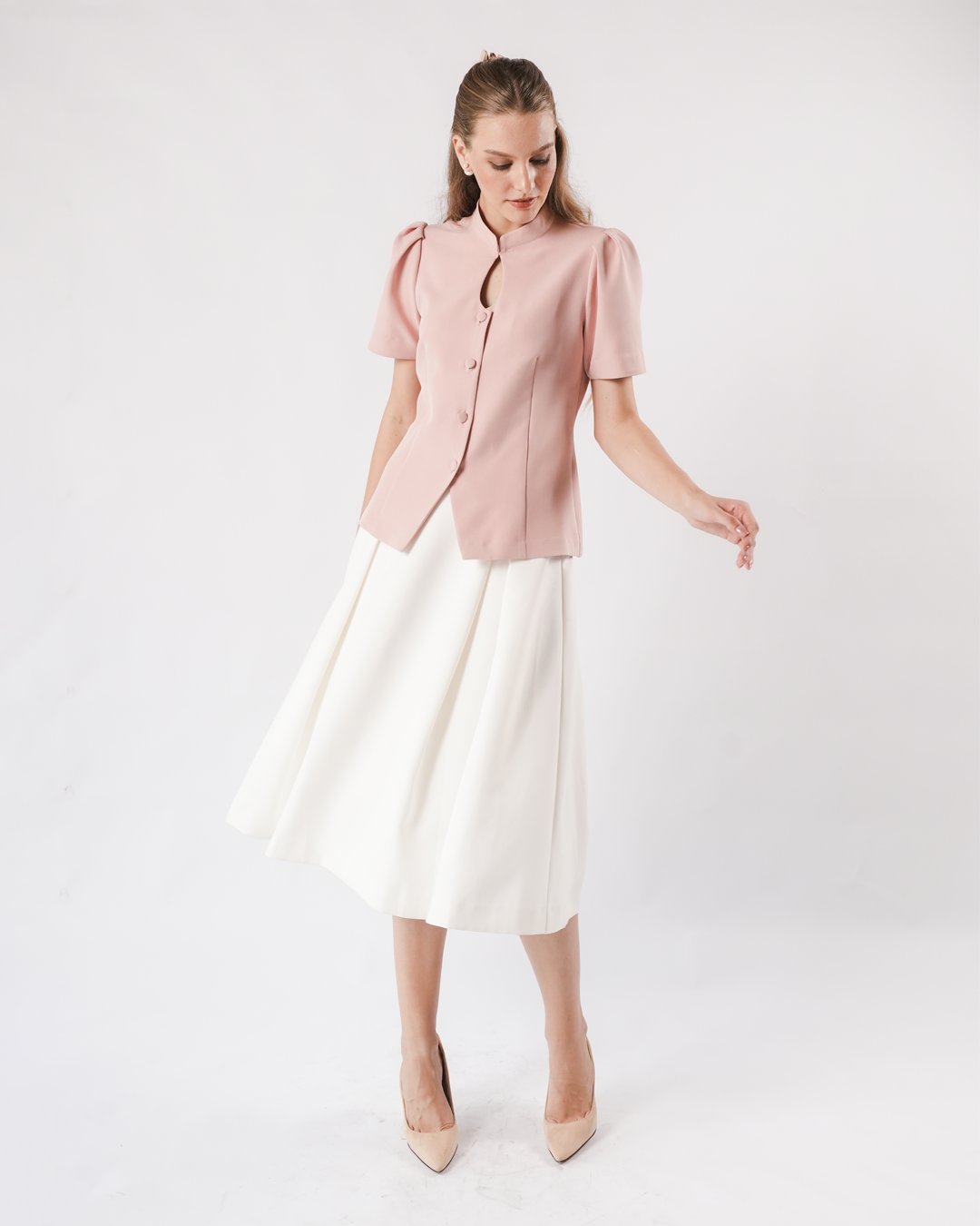 INVIO Yessica Keyhole Puff Sleeve Blouse | Atasan Wanita - Marielle