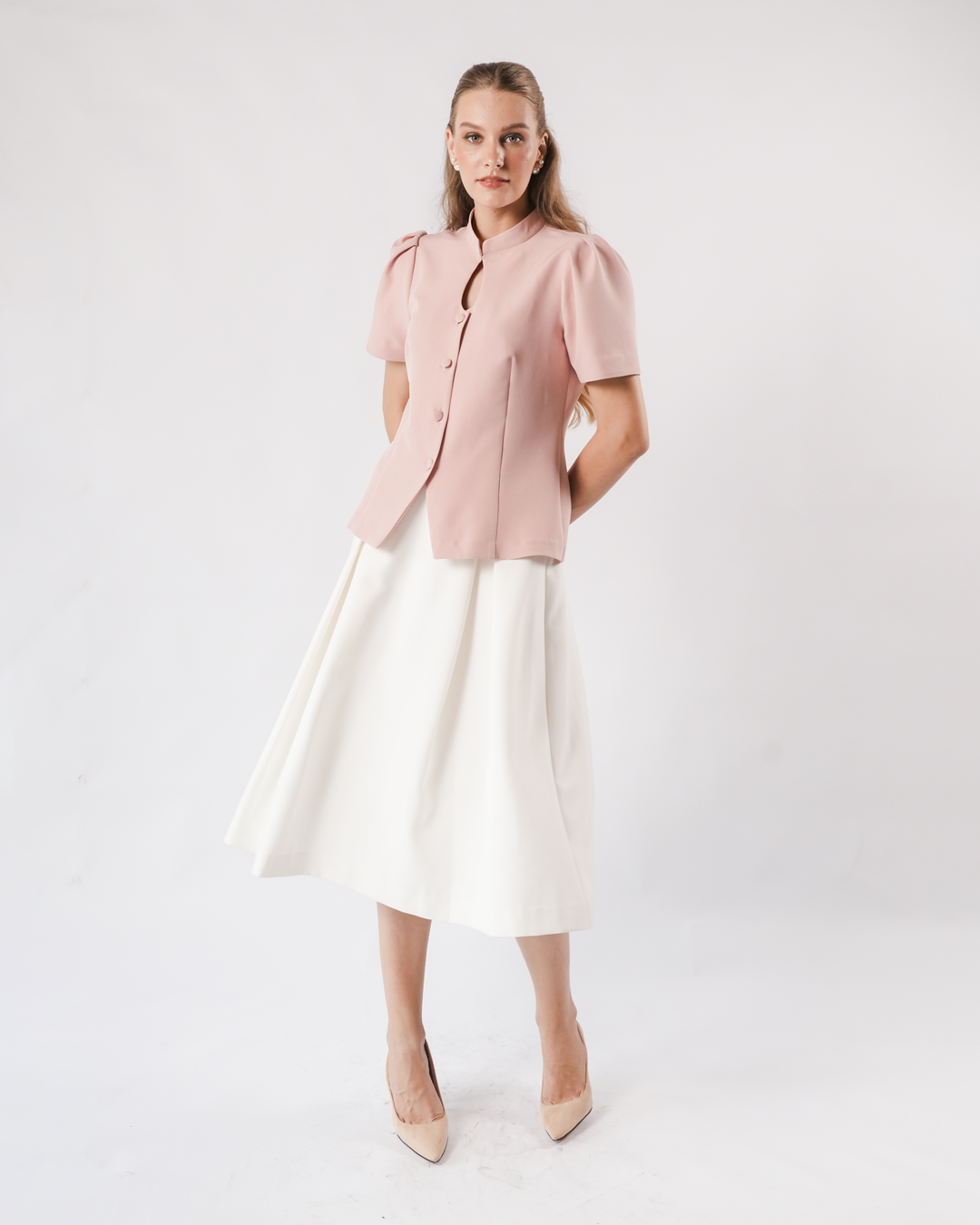 INVIO Yessica Keyhole Puff Sleeve Blouse | Atasan Wanita - Marielle
