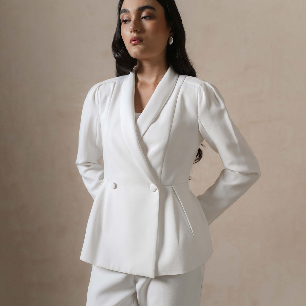 INVIO Davinelle Pleated Peplum Blazer | Jas Wanita - Marea Collection