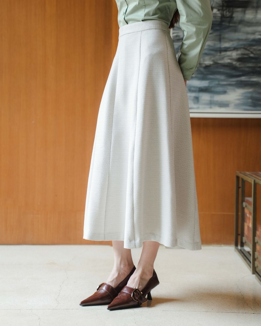 INVIO Bennett A-Line Tweed Skirt | Rok Wanita - Amber Collection