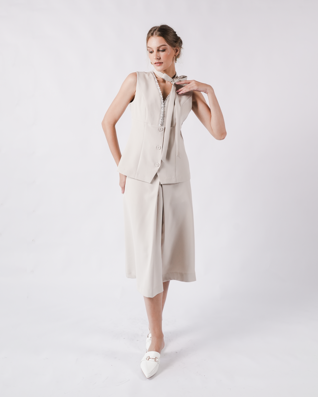 INVIO Yardena Tie-Neck Lace Blouse | Atasan Wanita - Marielle