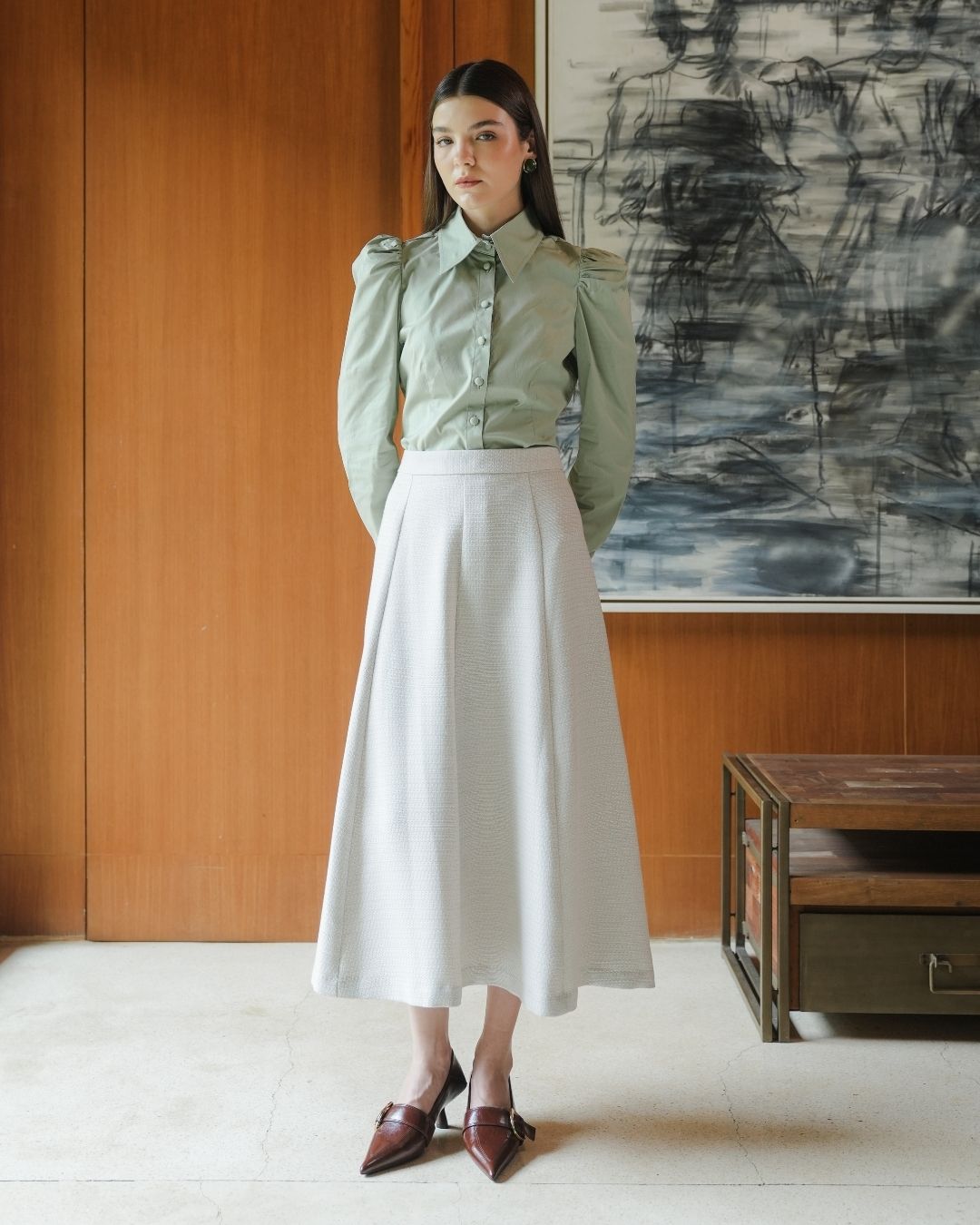 INVIO Bennett A-Line Tweed Skirt | Rok Wanita - Amber Collection