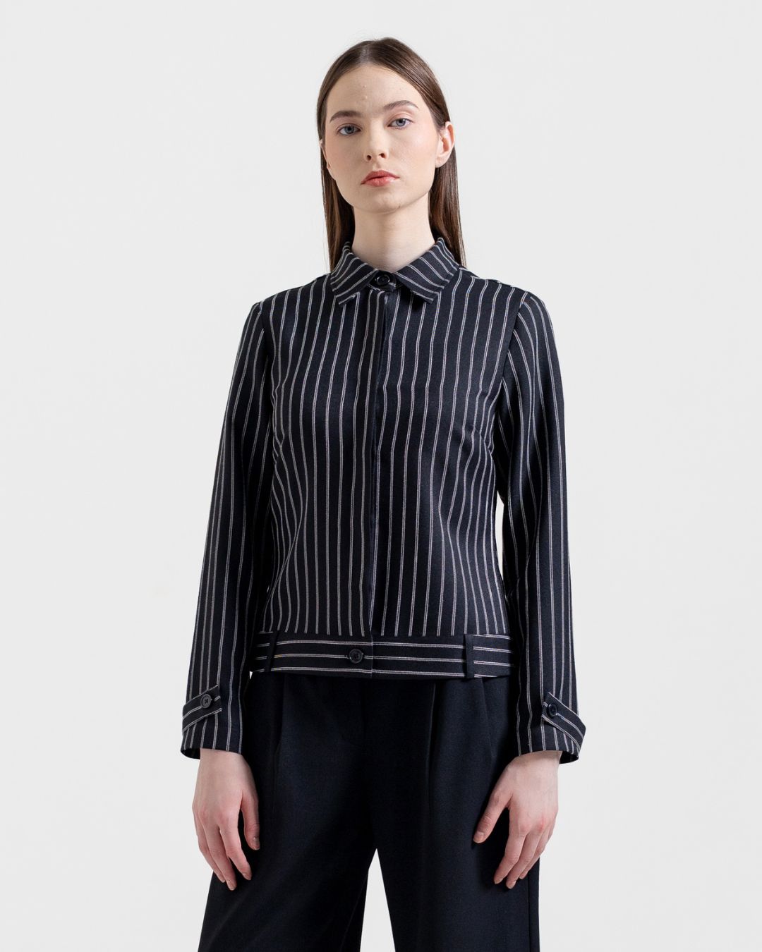 INVIO Zalenka Pinstripe Loop Shirt | Kemeja Blouse Wanita - Atelier Collection