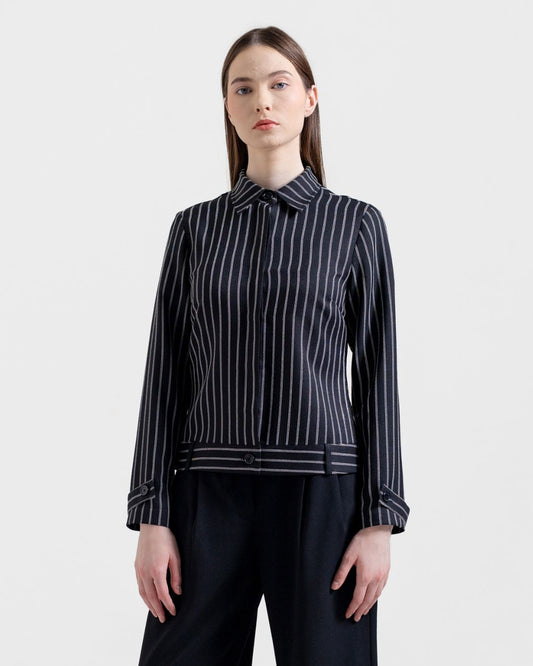 INVIO Zalenka Pinstripe Loop Shirt | Kemeja Blouse Wanita - Atelier Collection