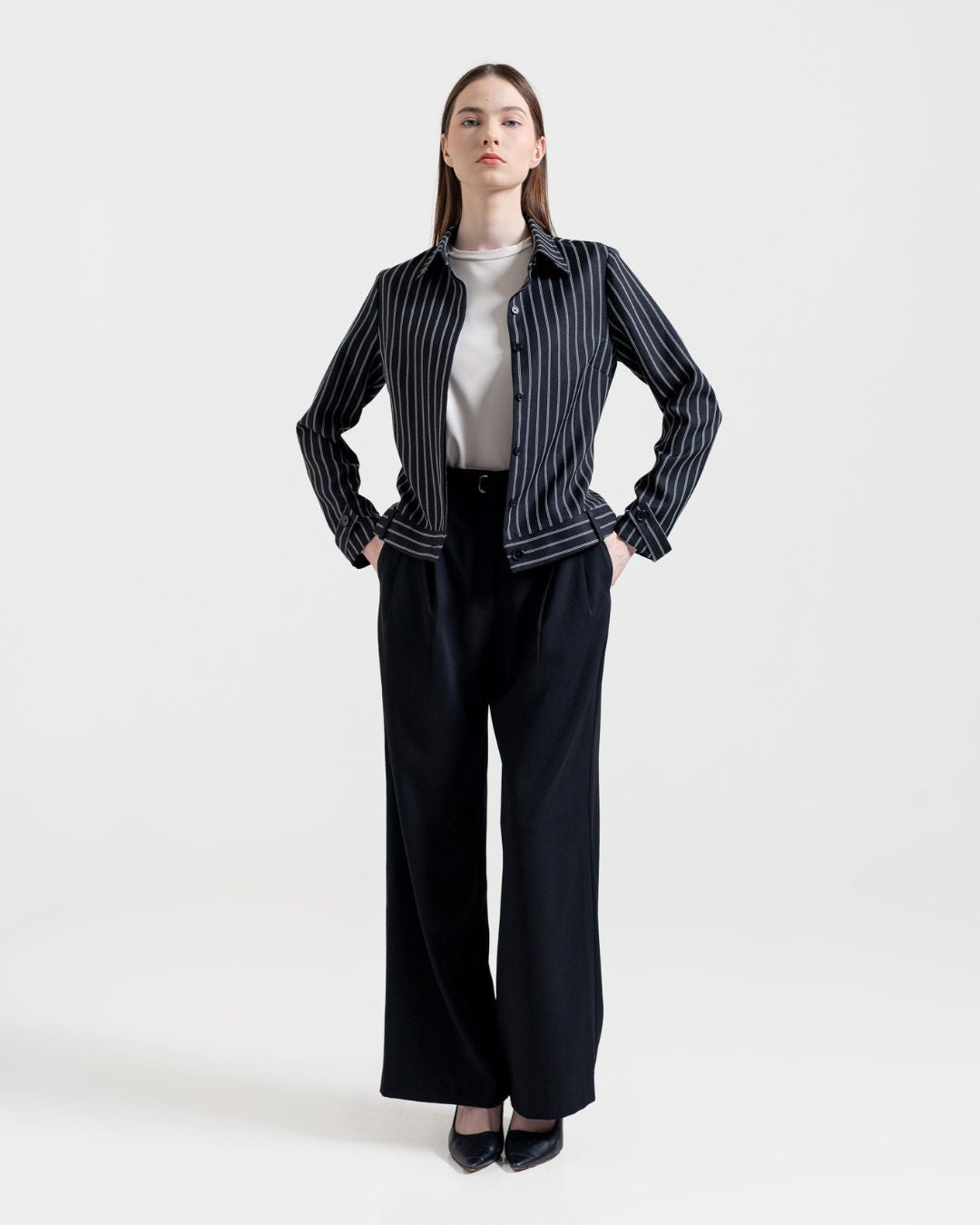 INVIO Zalenka Pinstripe Loop Shirt | Kemeja Blouse Wanita - Atelier Collection