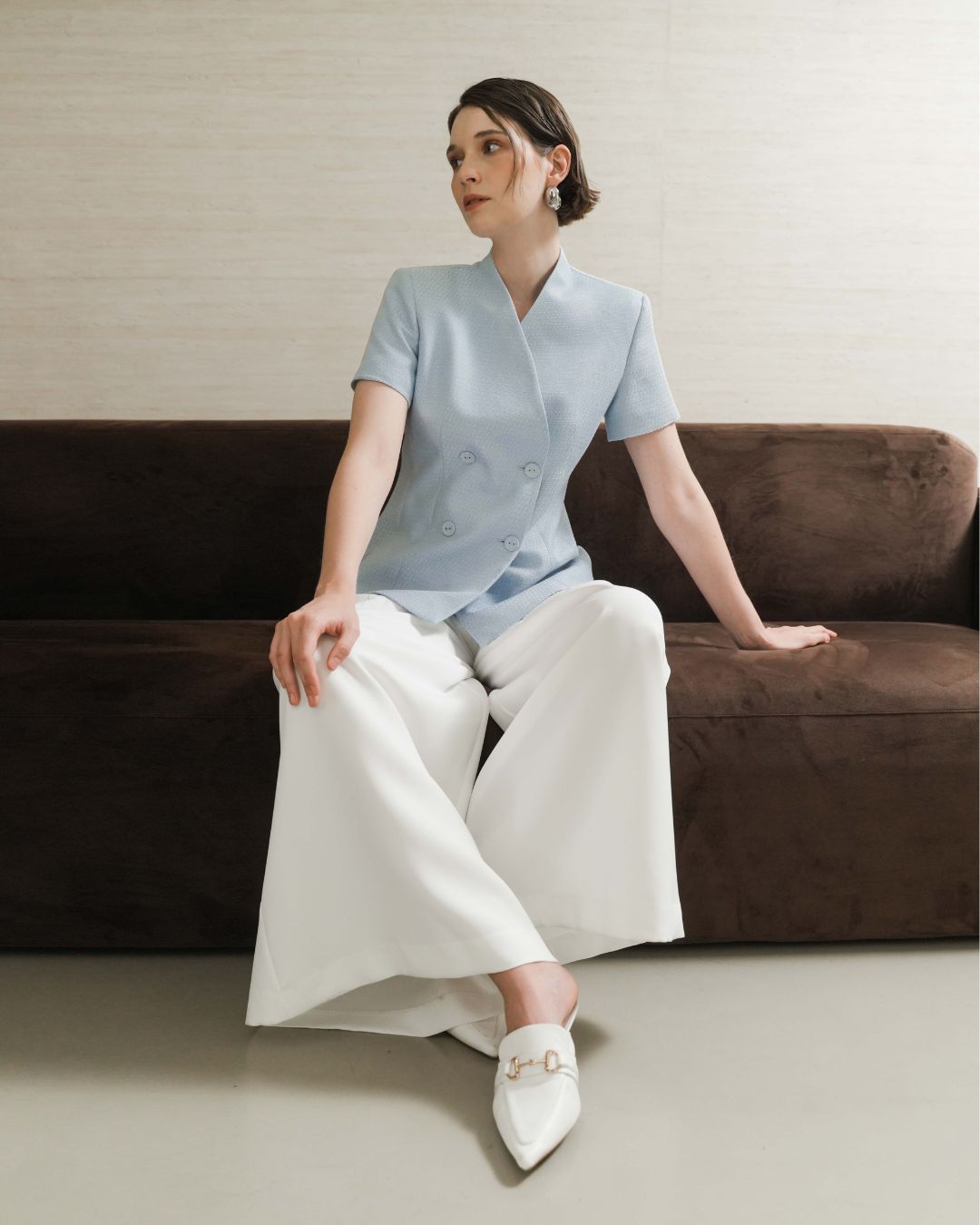 INVIO Aleia Double Breasted Top | Atasan Wanita - Leanne Colection