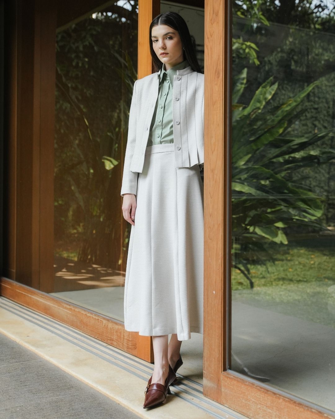 INVIO Bennett A-Line Tweed Skirt | Rok Wanita - Amber Collection