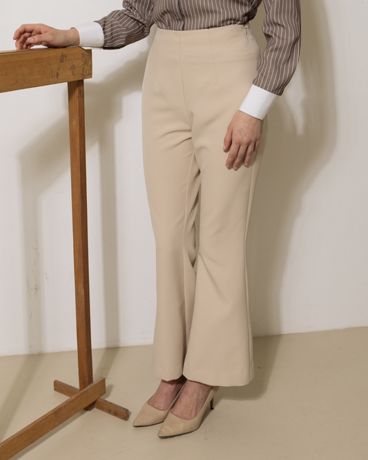 INVIO Pearce Tailored Bootcut Trousers Cream | Celana Wanita