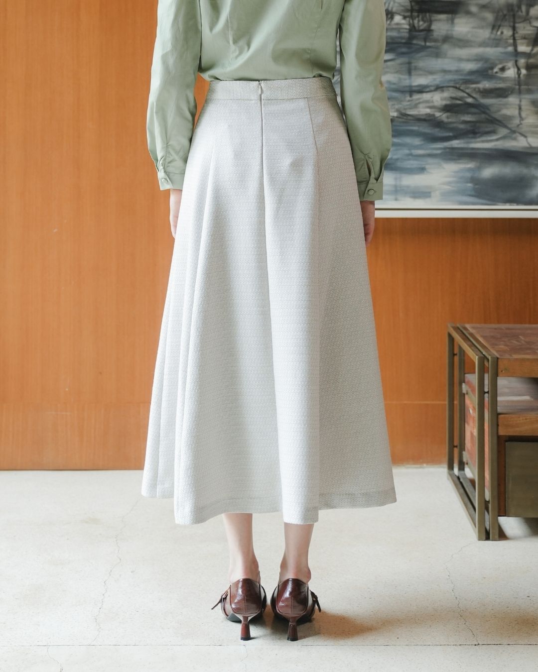 INVIO Bennett A-Line Tweed Skirt | Rok Wanita - Amber Collection