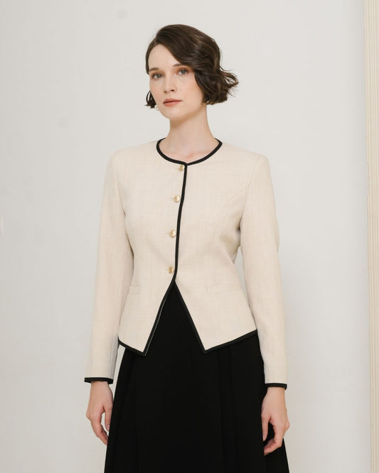 INVIO Arabela Contrast Trim Blazer | Jas Wanita - Leanne Collection