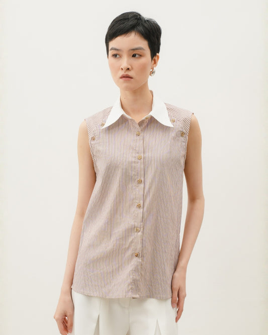 INVIO Vienna Sleeveless Stripe Shirt | Atasan Wanita - Resonance