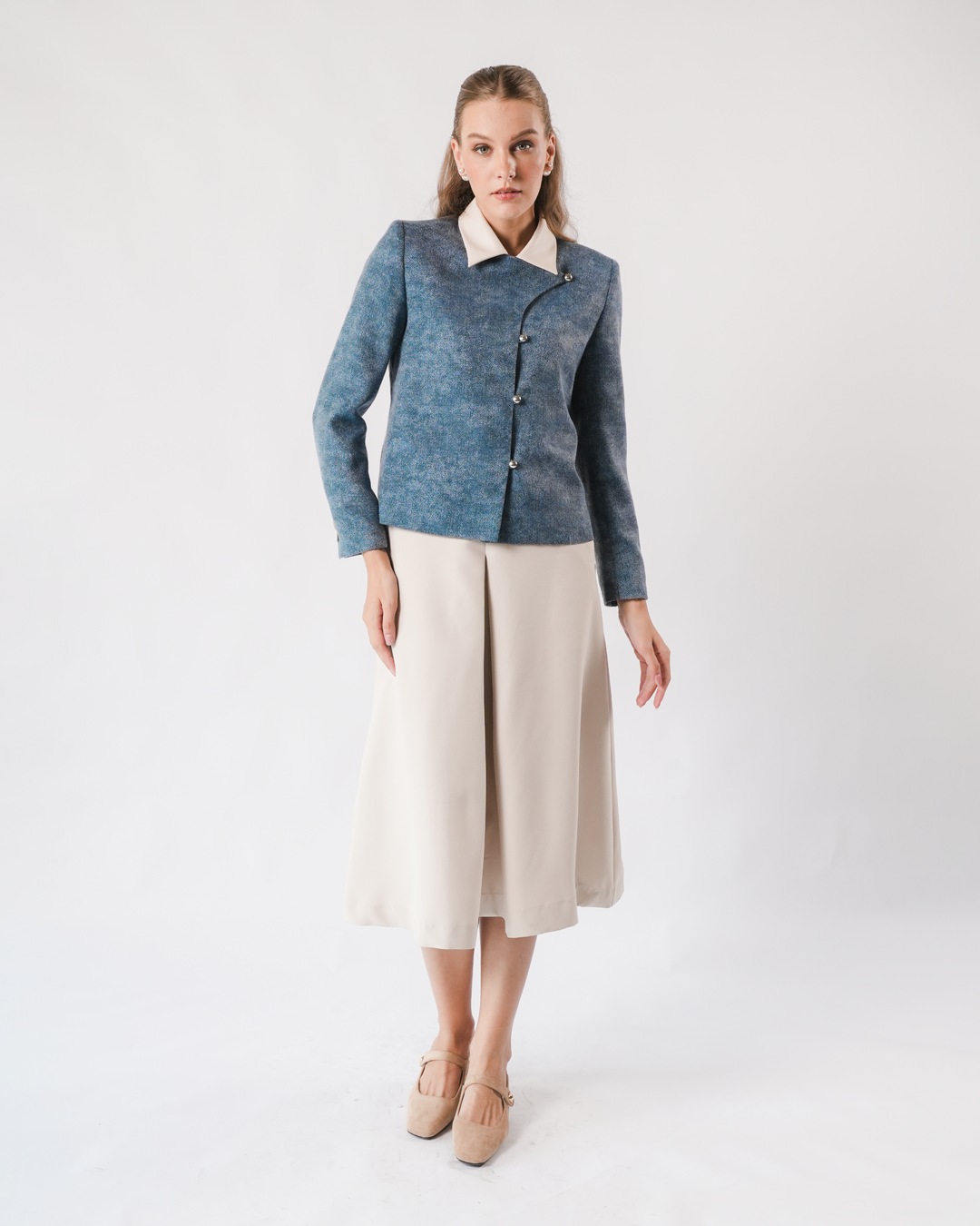 INVIO Yerina Modern Wrap Tweed Jacket | Jaket Wanita - Marielle