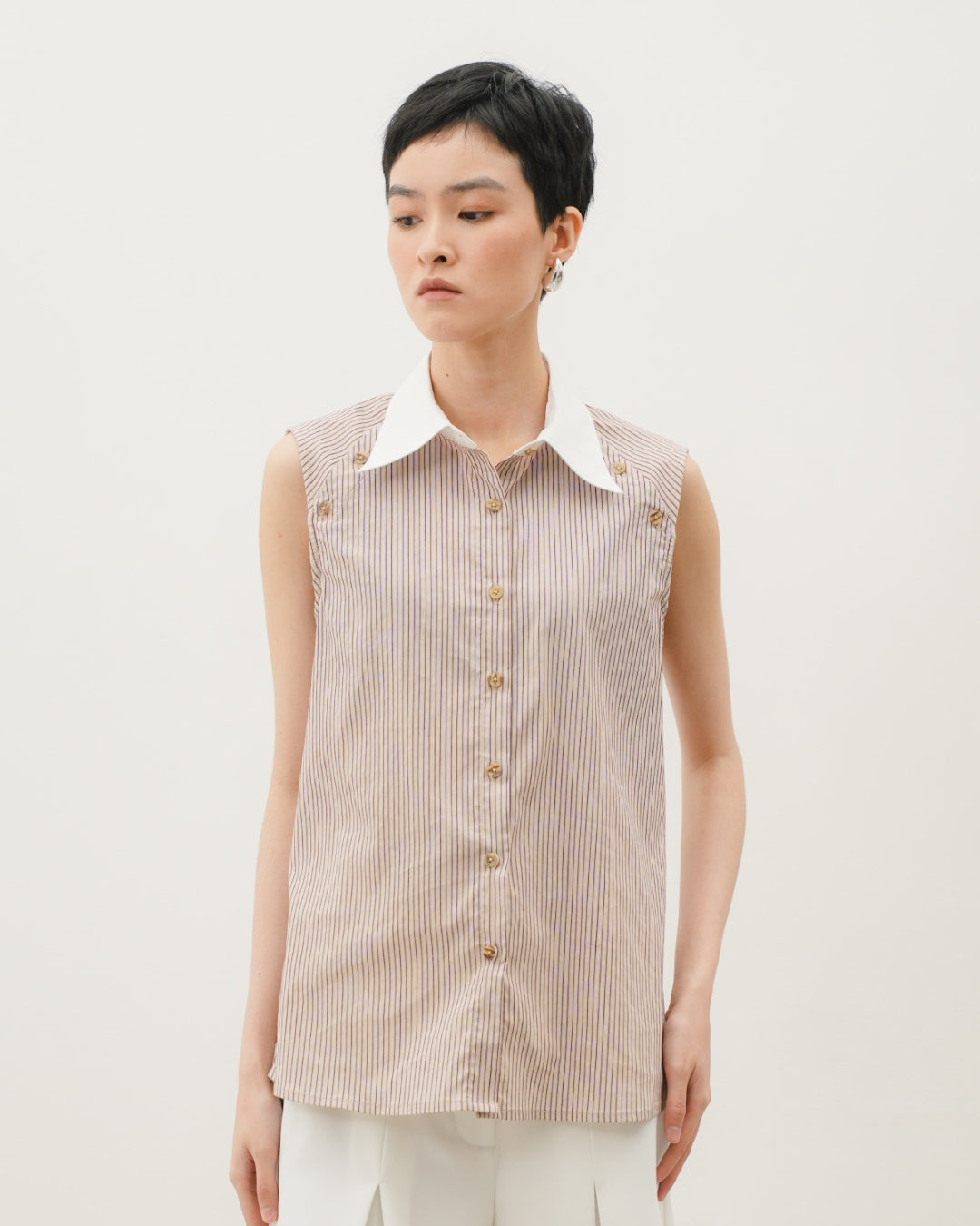 INVIO Vienna Sleeveless Stripe Shirt | Atasan Wanita - Resonance