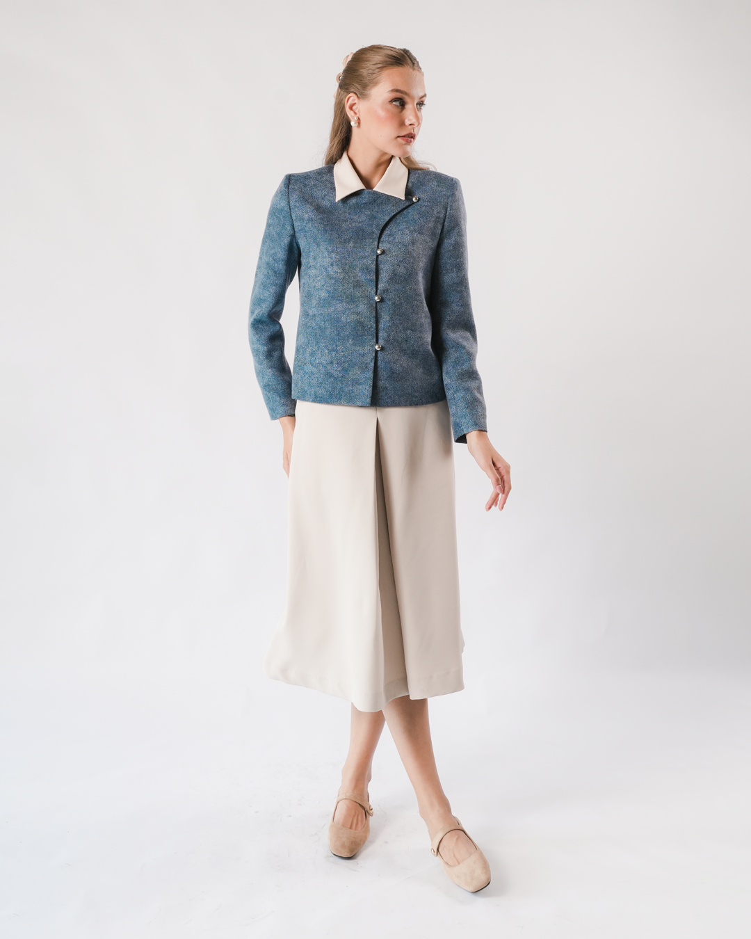 INVIO Yerina Modern Wrap Tweed Jacket | Jaket Wanita - Marielle