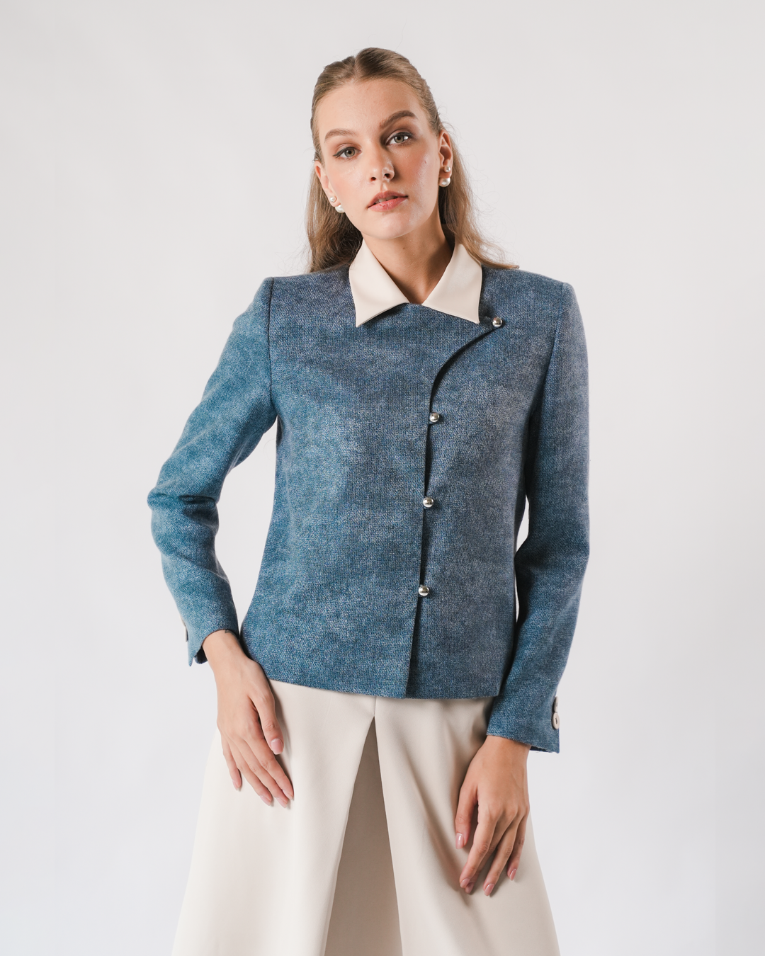 INVIO Yerina Modern Wrap Tweed Jacket | Jaket Wanita - Marielle