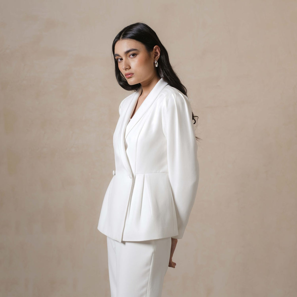 INVIO Davinelle Pleated Peplum Blazer | Jas Wanita - Marea Collection