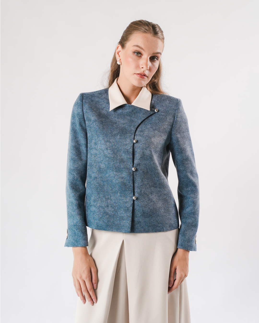 INVIO Yerina Modern Wrap Tweed Jacket | Jaket Wanita - Marielle