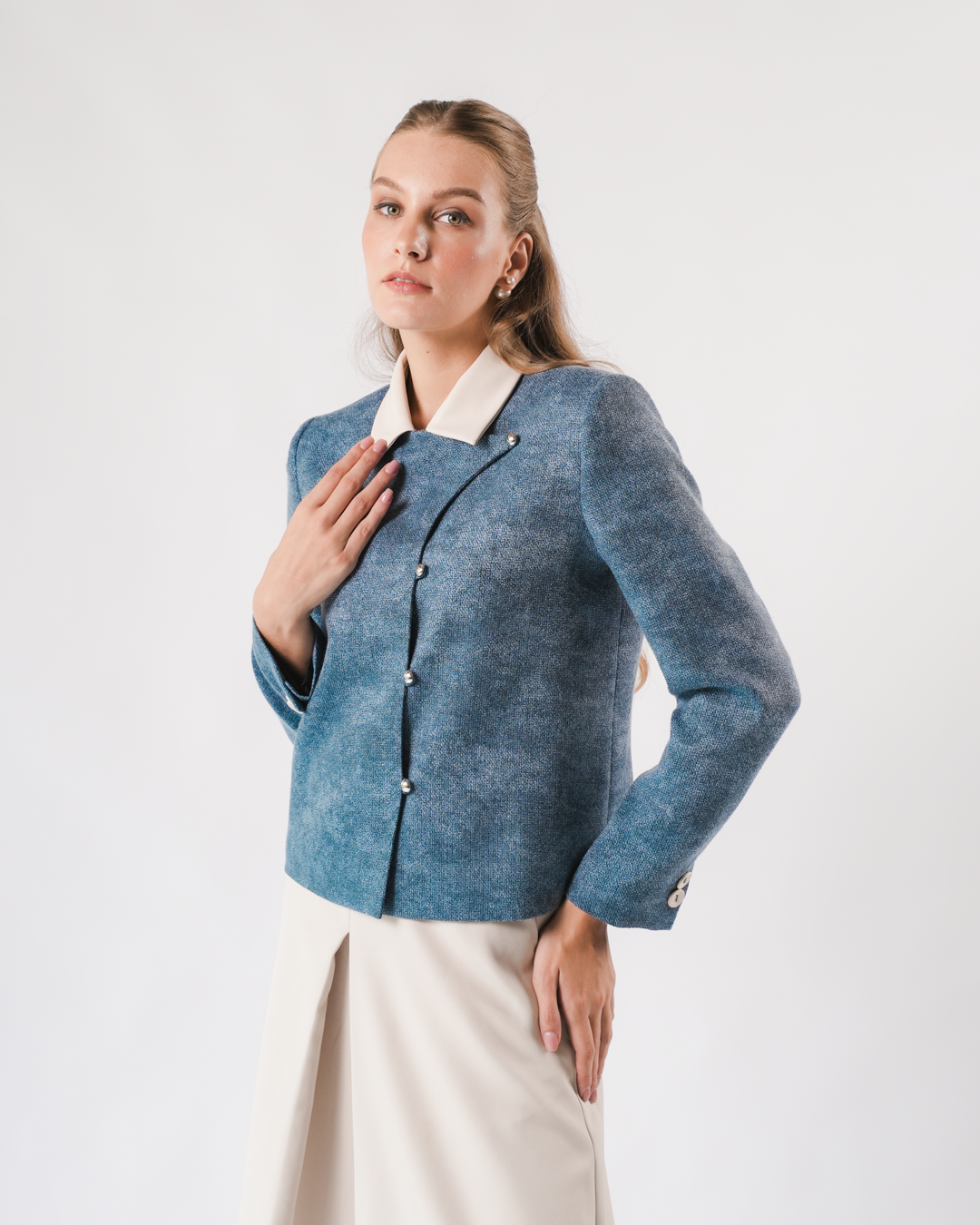 INVIO Yerina Modern Wrap Tweed Jacket | Jaket Wanita - Marielle