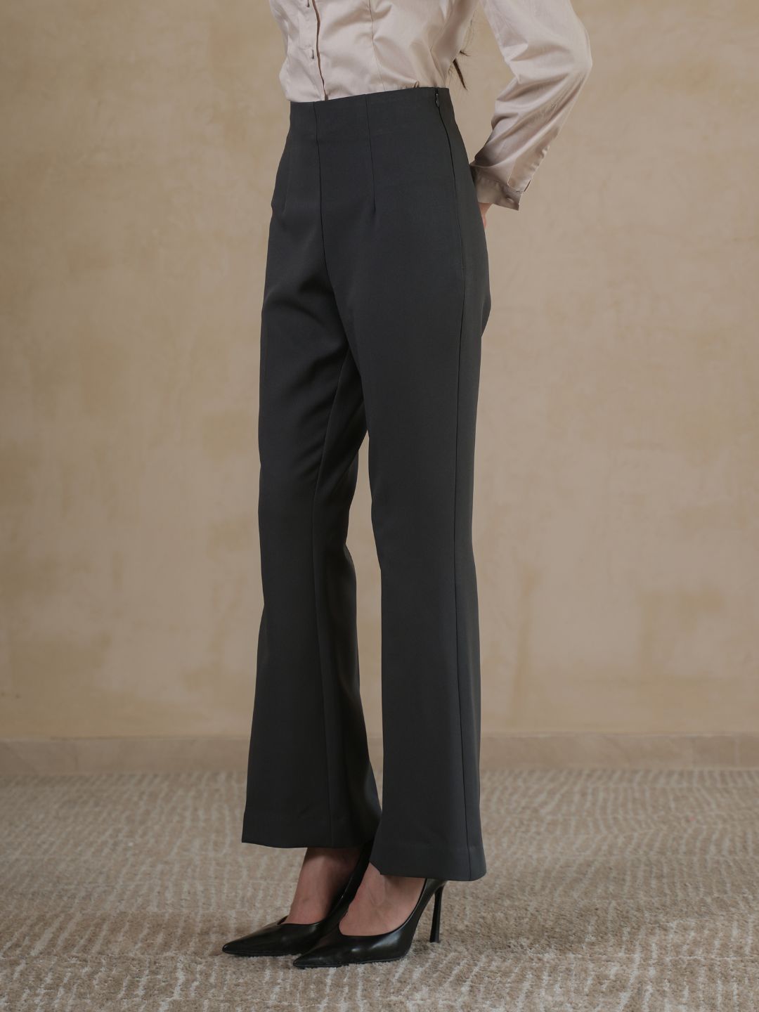 INVIO Pearce Tailored Bootcut Trousers Grey | Celana Wanita - Costa