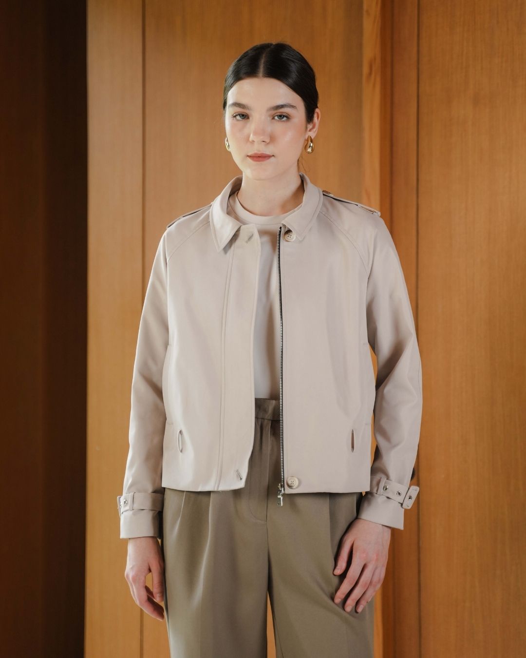 INVIO Bexley Buckle Belt Trench Jacket | Jaket Wanita - Amber Collection
