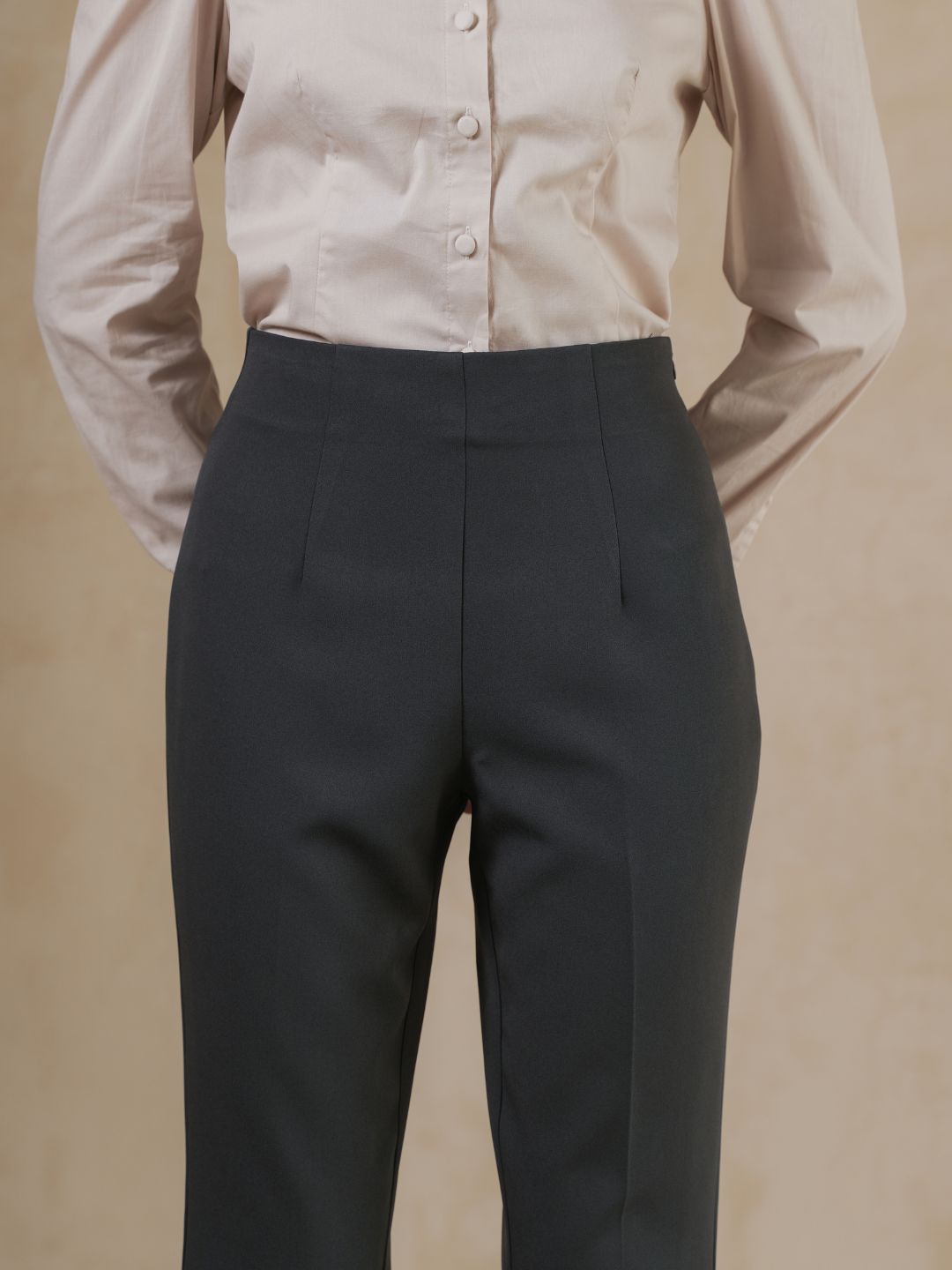 INVIO Pearce Tailored Bootcut Trousers Grey | Celana Wanita - Costa