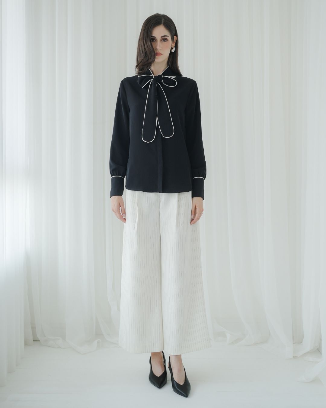 Cyrilla Piped Bow Blouse