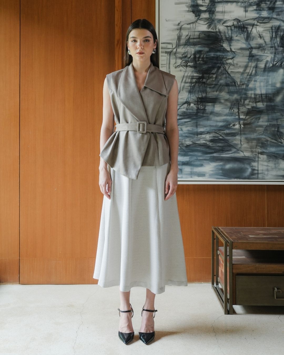 INVIO Blake Belted Suede Vest | Rompi Atasan Wanita - Amber Collection