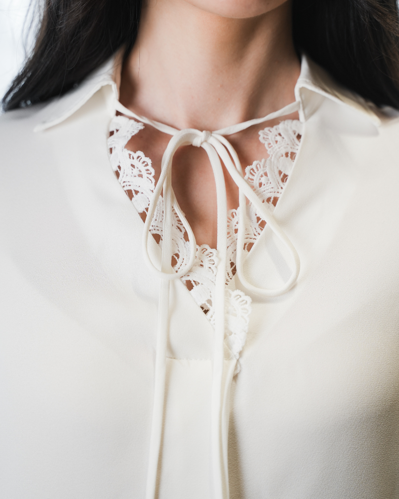 INVIO Priestly Lace Trim and Ties Blouse | Atasan Wanita - Runway