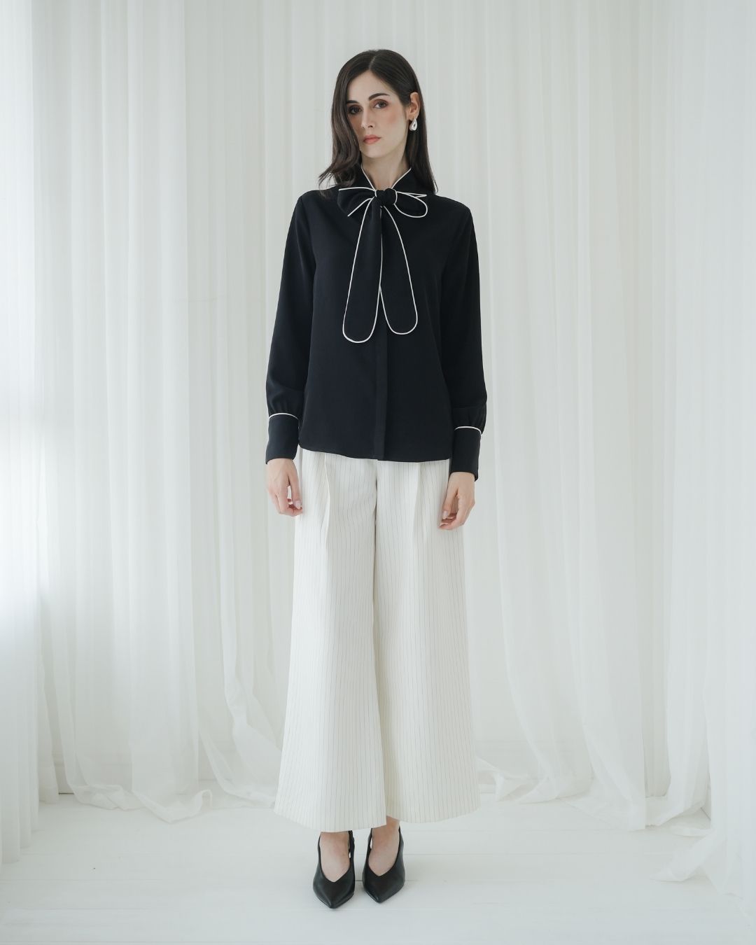 Cyrilla Piped Bow Blouse