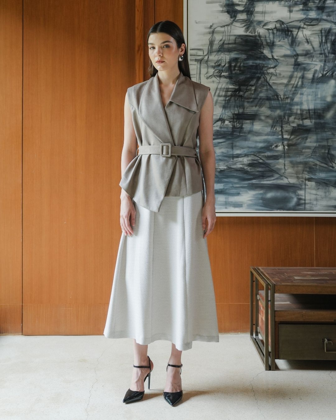 INVIO Blake Belted Suede Vest | Rompi Atasan Wanita - Amber Collection