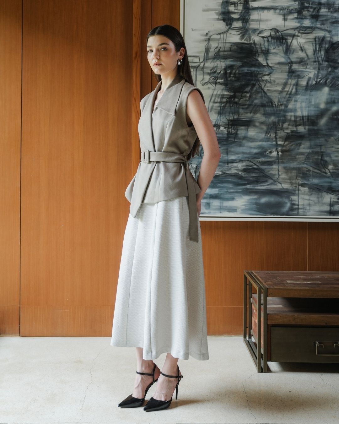 INVIO Blake Belted Suede Vest | Rompi Atasan Wanita - Amber Collection