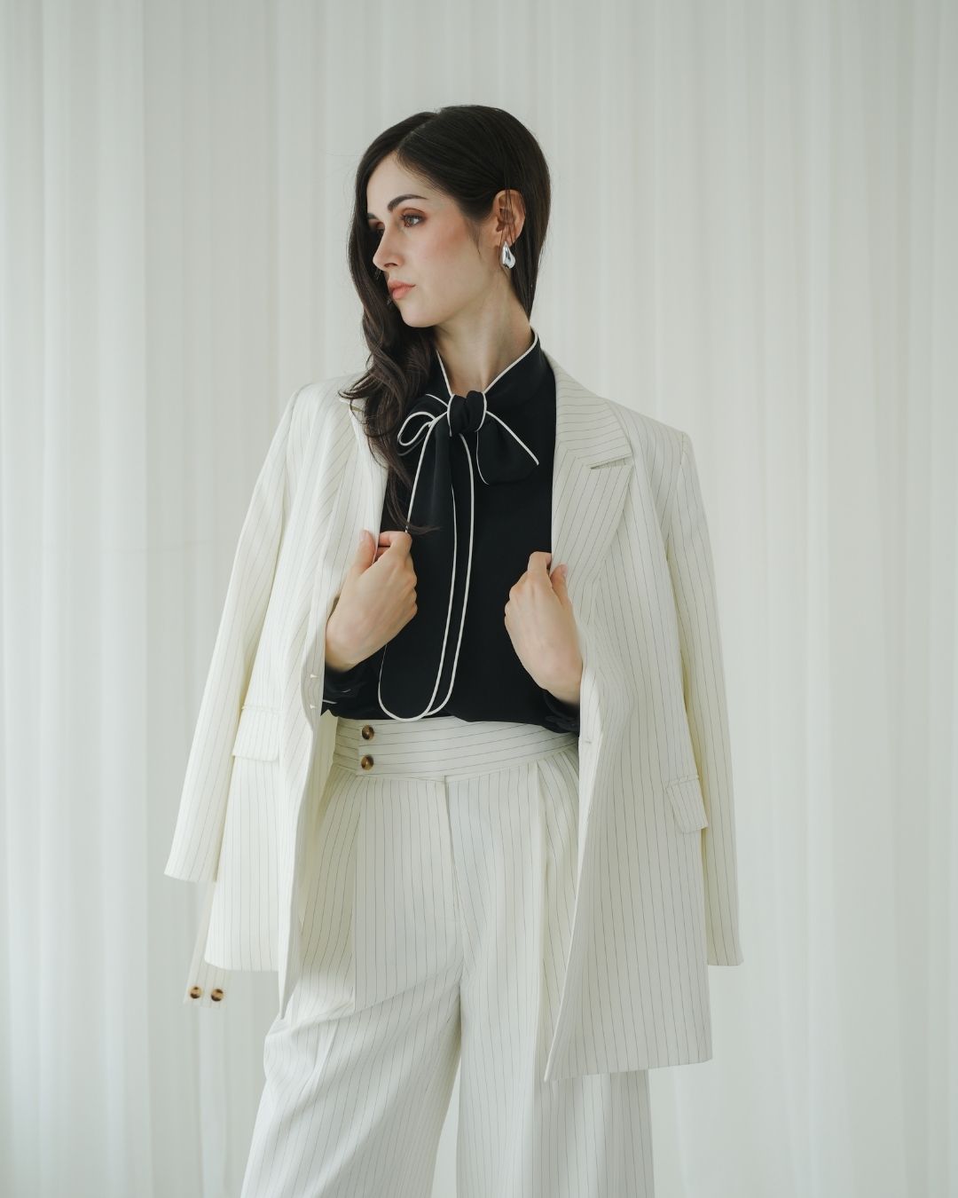 Cyrilla Piped Bow Blouse