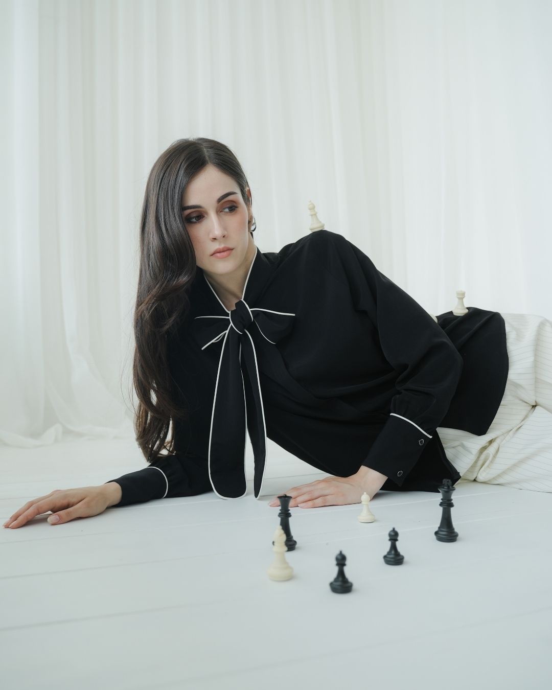 Cyrilla Piped Bow Blouse