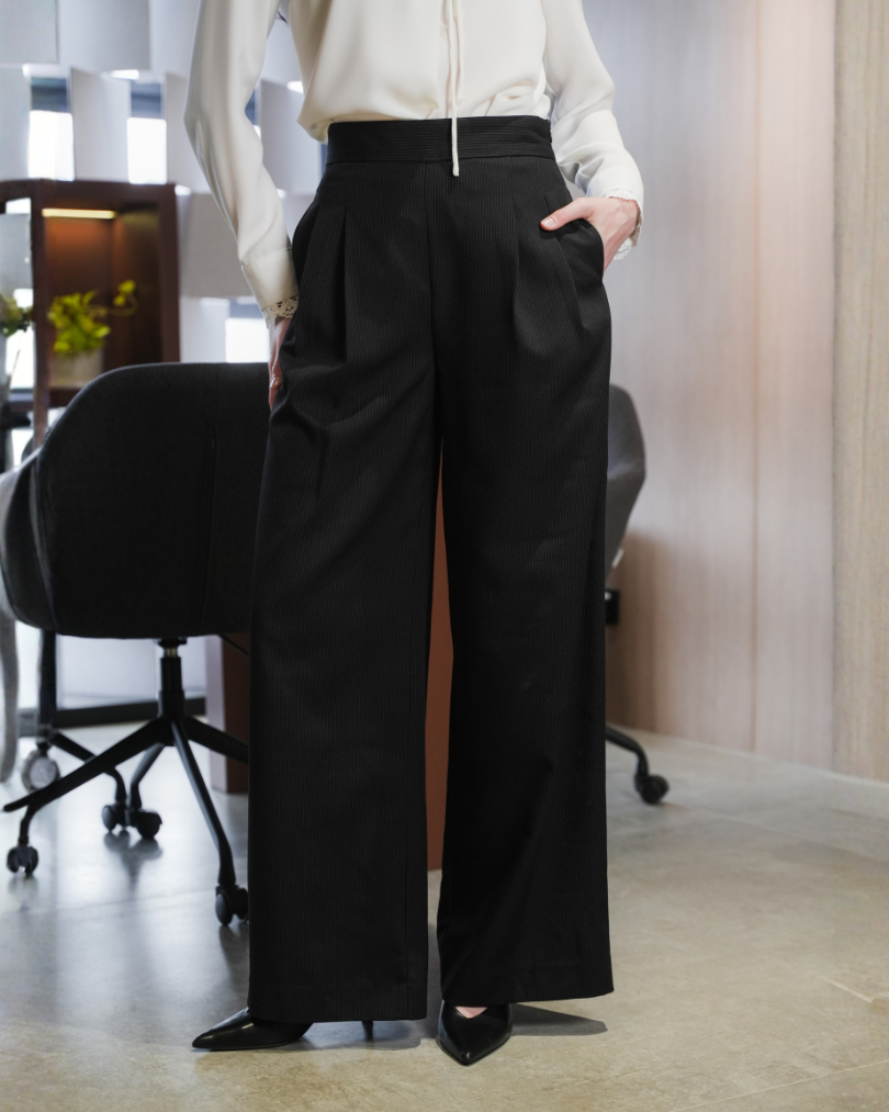 INVIO Andy High-Waisted Stripe Trousers | Celana Wanita - Runway