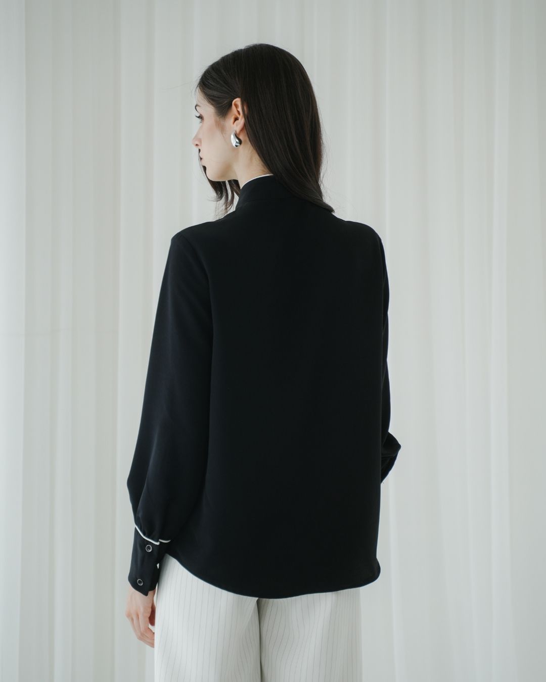 Cyrilla Piped Bow Blouse