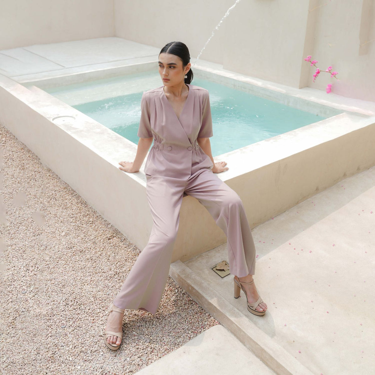 INVIO Despina Cinched Waist Peplum Top | Atasan Wanita - Marea Collection