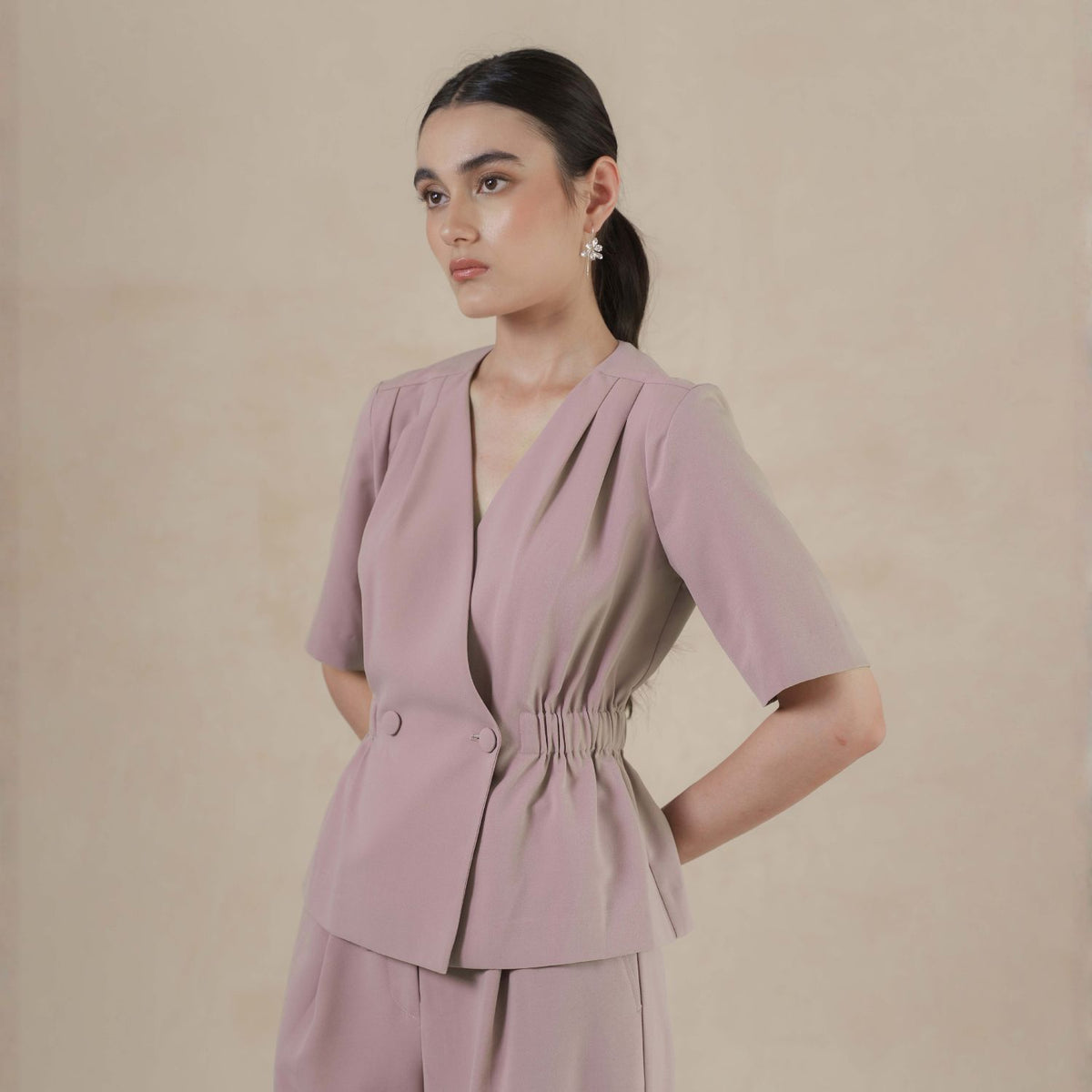 INVIO Despina Cinched Waist Peplum Top | Atasan Wanita - Marea Collection