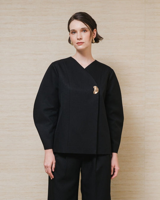 INVIO Alesia Barrel Sleeve Blazer Black | Jas Wanita - Leanne Collection