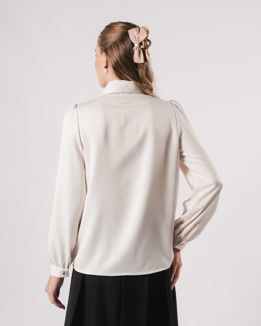 INVIO Yancy Half-Button Soft Sheen Blouse | Atasan Wanita - Marielle