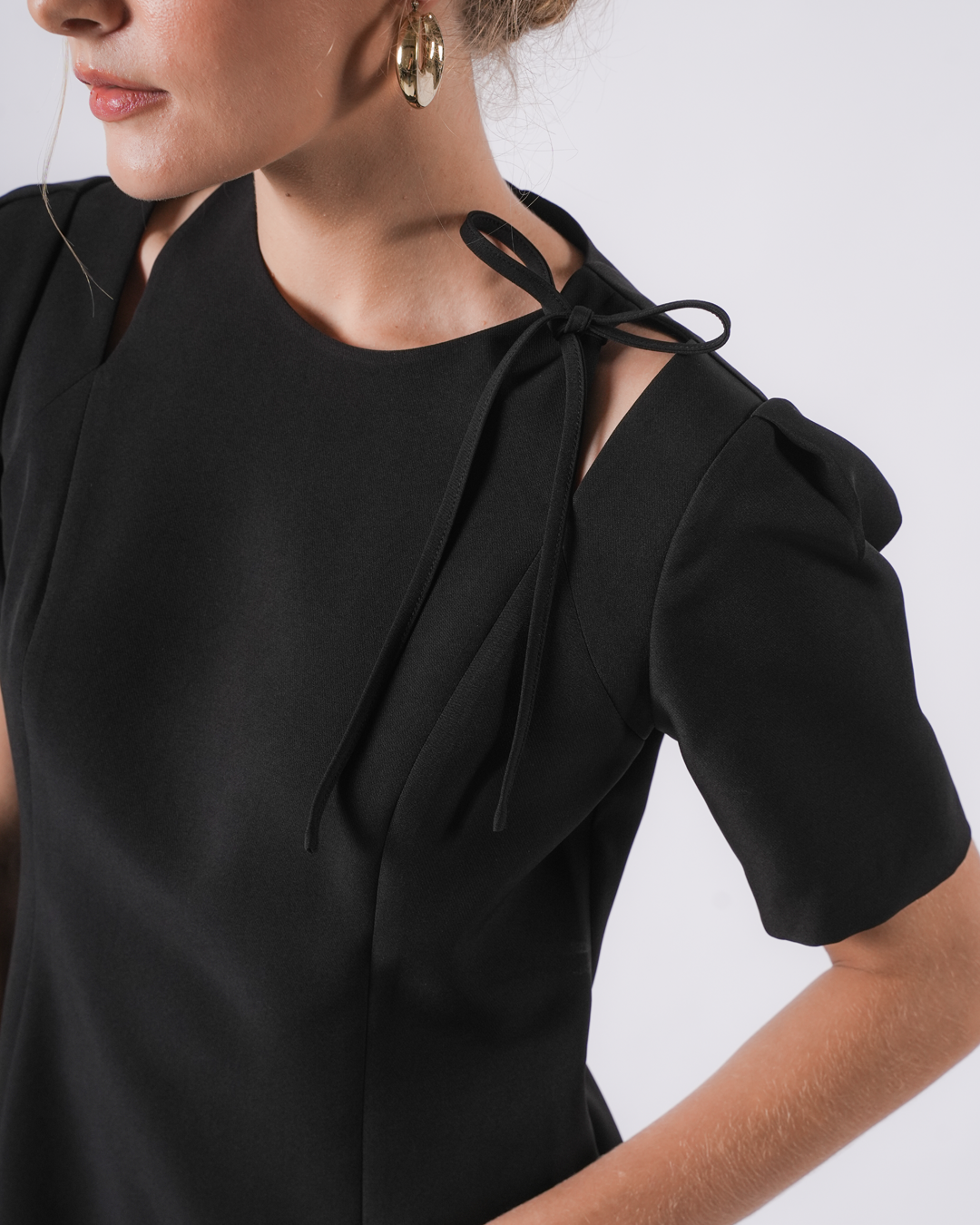 INVIO Yolette Ribbon Tie Cut-Out Blouse | Atasan Wanita - Marielle